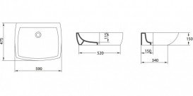 Раковина для ванної накладна AeT колекція Square біла L282T0R0V0