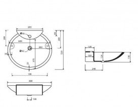 Раковина для ванної Marmorin Disa 60х52 см литий камінь білий 130 060 020 xx x