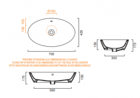 Раковина для ванної накладна Catalano Gold & Silver 70х42 кераміка колір чорний / золото 170VLNNO