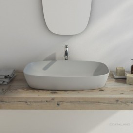 Раковина для ванної накладна Catalano Green Lux 80х40 овальна керамічна колір цементний матовий 180APGRLXCS