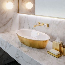 Раковина для ванной накладная Catalano Gold & Silver 70х42 керамика цвет белый/золото 170VLNBO