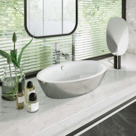 Раковина для ванной накладная Catalano Gold & Silver 70х42 керамика цвет белый/серебро 170VLNBA