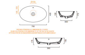 Раковина для ванной накладная Catalano Gold & Silver 70х42 керамика цвет белый/серебро 170VLNBA