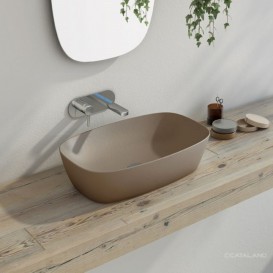 Раковина для ванной накладная Catalano Colori Green Lux 60х40 овальная керамическая цвет коричневый матовый 160APGRLXMS