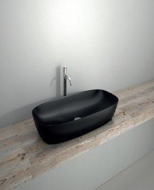 Раковина для ванной накладная Catalano Colori Green Lux 60х40 овальная керамическая цвет черный матовый 160APGRLXNS