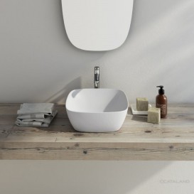Раковина для ванной накладная Catalano Colori Green Lux 40х40 квадратная керамическая цвет белый матовый 140APGRLXBM