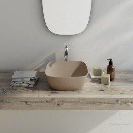 Раковина для ванной накладная Catalano Colori Green Lux 40х40 квадратная керамическая цвет коричневый матовый 140APGRLXMS