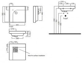 Раковина для ванной накладная Hatria Grandangolo 50х50 см чаша справа белый YXER01