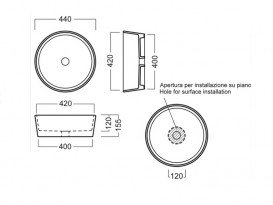 Раковина для ванної накладна Hatria HAPPY HOUR SLIM_Alchemy CEMENT 400x400 A0Y1VF07