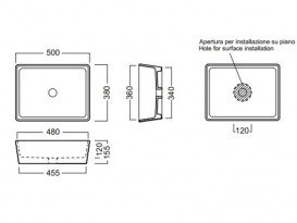Раковина для ванной накладная Hatria HAPPY HOUR 500x380 ANTHRACITE A0YXSL08