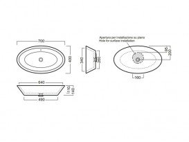 Раковина для ванной накладная  Hatria HAPPY HOUR 700x400 Y0M901