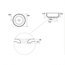 Раковина для ванной накладная Kerasan Ciotola C2 ø46 см санфарфор декор 4 (жемчужно-серый) 430263
