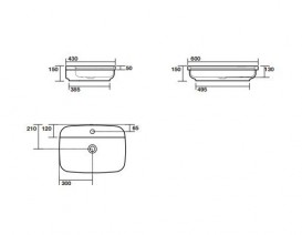 Раковина для ванной накладная Kerasan Tribeca 60х43 санфарфор серая матовая 514214