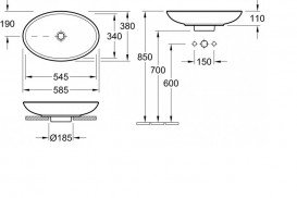 Раковина для ванной накладная Villeroy&Boch коллекция Loop&Friends белая 51510001