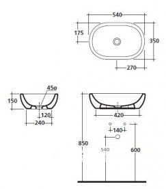 Раковина для ванной Galassia Midas накладная овальная без отверстия перелива белый 5233