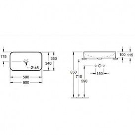 Раковина для ванної накладна Villeroy & Boch колекції Finion біла 414361R1