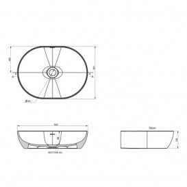 Раковина для ванной накладная Volle Amadeus 50х38 см керамика черная 13-01-06Black