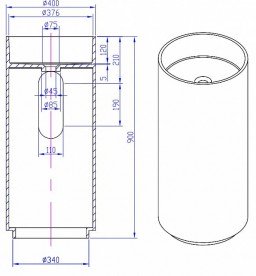 Раковина для ванної окремостояча цільнолита з п'єдесталом IStone Colleen сірий тераццо WD38374 ASH