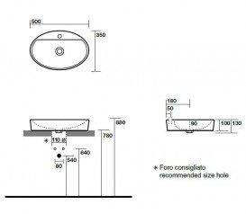 Раковина для ванной овальная Kerasan Cento накладная 50х35 см белая 355101
