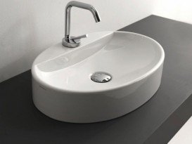 Раковина для ванной овальная Kerasan Cento накладная 50х35 см белая 355101