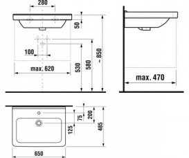 Раковина для ванної підвісити Jika Cubito perla 65 см кераміка білий H8104241001041