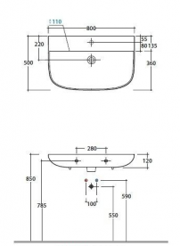 Раковина для ванної підвісна Globo STOCKHOLM 80x50x12 см без отворів під змішувач біла LA080.BI