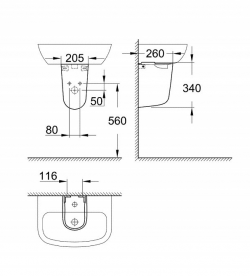 Раковина для ванной подвесная Grohe Bau Ceramic 55 альпин-белый 39440000