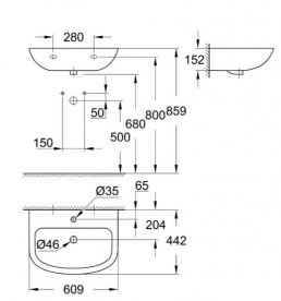 Раковина для ванной подвесная Grohe Bau Ceramic 60 альпин-белый 39421000