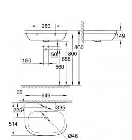 Раковина для ванной подвесная Grohe Euro Ceramic 65 альпин-белый 39323000