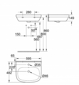 Раковина для ванной подвесная Grohe Euro Ceramic 60 альпин-белый 39335000
