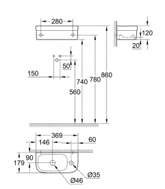 Раковина для ванної підвісна Grohe Euro Ceramic 37 см з гігієнічним покриттям альпін-білий 3932700H