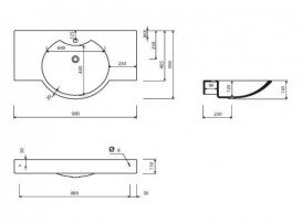 Раковина для ванной Marmorin Carme 98х55 см литой камень белый 260 098 020 xx x