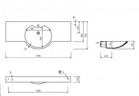 Раковина для ванной Marmorin Carme 130х55 см литой камень белый 260 130 020 xx x