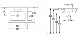 Раковина для ванной подвесная Villeroy&Boch коллекция Venticello 65 белая 41246501