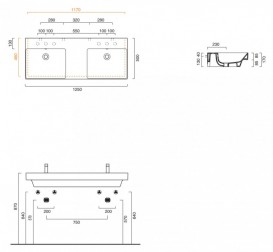 Раковина для ванной подвесная Catalano New Zero 125х50 с двумя чашами керамическая цвет белый 1125ZEDUP00