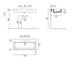 Раковина для ванной подвесная GSI Kube 100 белая 8923 1 11