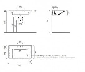 Раковина для ванной подвесная GSI Norm 90 белая 8688 1 11