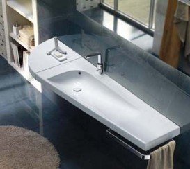 Раковина для ванної підвісна Hatria Grandangolo полку справа 130х50 см білий Y0XT01