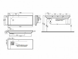 Раковина для ванної підвісна Hatria Grandangolo полку справа 130х50 см білий Y0XT01