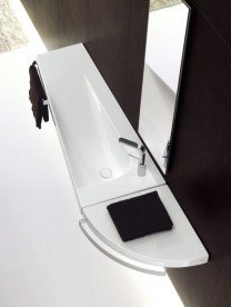 Раковина для ванної підвісна Hatria Grandangolo з отвором під змішувач полку зліва 130х50 см білий YXF601