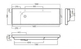 Раковина для ванної підвісна Hatria Grandangolo 150х50 см з двома отворами під змішувач білий YXNV01
