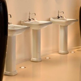 Раковина для ванной подвесная или на пьедестал Kerasan Waldorf 60x55 санфарфор белая золото 4140K2