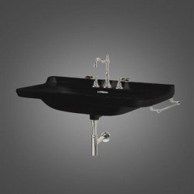 Раковина для ванной подвесная Kerasan Waldorf 100x55 санфарфор черный глянцевый хром 4142K4