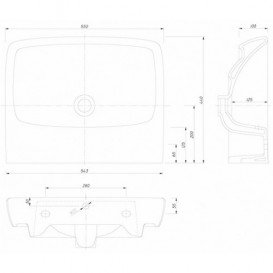 РАКОВИНА ДЛЯ ВАННОЙ ПОДВЕСНАЯ KOLO NOVA PRO БЕЗ ОТВЕРСТИЯ M31056000