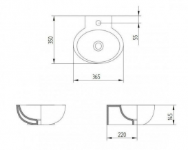 Раковина для ванной подвесная AeT коллекция Motivi Spot Raft Wall белая L264T0R1V1