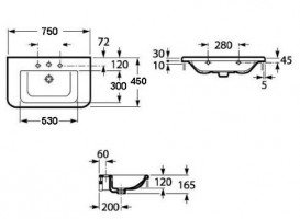 Раковина для ванной подвесная/накладная Roca Cala 75х45 см с отверстием для смесителя керамика белая A327424000