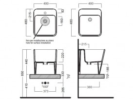 Раковина для ванной накладная Hatria G-Full 40x48 см без отверстий санфарфор белый YXJF01