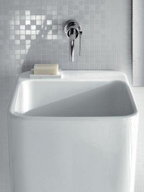 Раковина для ванной подвесная/накладная Hatria G-Full 40x48 см без отверстий санфарфор белый YXJH01