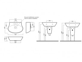 Раковина для ванной подвесная/накладная Hatria Nido 48x68 см санфарфор белый Y0QX01
