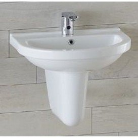 Раковина для ванної підвісна Volle Solar 60.9х52.1 см з напівп'єдесталом кераміка біла 13-93-441